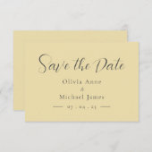 Save The Date Simple Pastel Jaune & Blanc Mariage Script (Devant / Derrière)