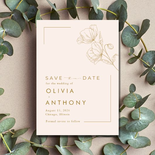 Save The Date Simple Pastel Pink Gold Floral Mariage photo