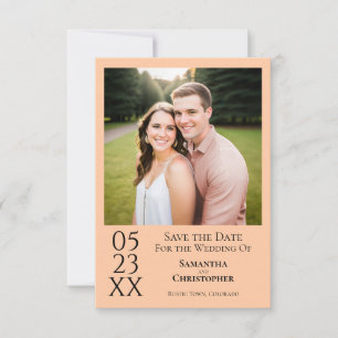 Save The Date Simple Peach Moderne Minimal Mariage photo
