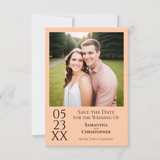 Save The Date Simple Peach Moderne Minimal Mariage photo (Devant)