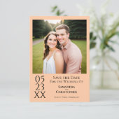 Save The Date Simple Peach Moderne Minimal Mariage photo (Debout devant)