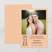 Save The Date Simple Peach Moderne Minimal Mariage photo (Devant / Derrière)