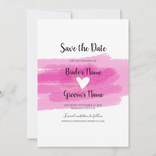 Save The Date Simple Peinture Strokes & Coeur Wedt Enregistrer L (Devant)
