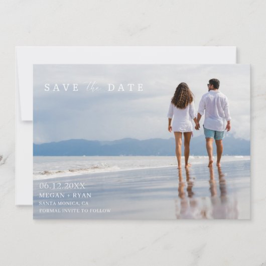 Save The Date Simple Photo Beach Mariage côtier (Devant)