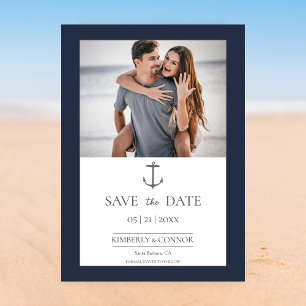 Save The Date Simple Photo d'ancre nautique   Bleu marine