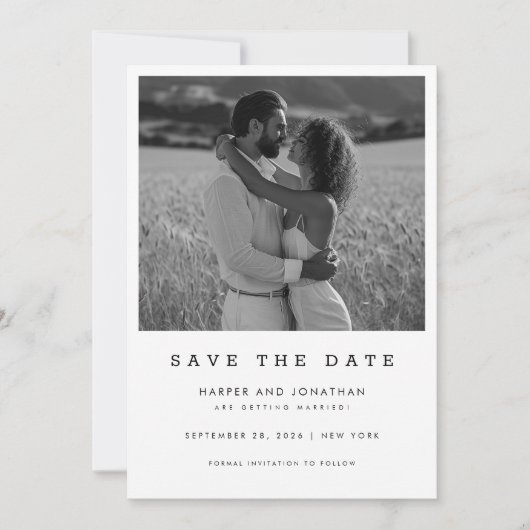Save The Date Simple Photo de mariage au code QR noir et blanc (Devant)