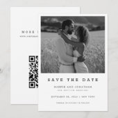 Save The Date Simple Photo de mariage au code QR noir et blanc (Devant / Derrière)
