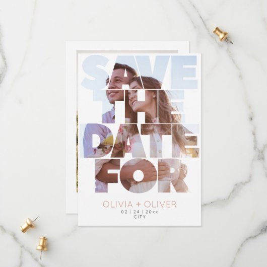 Save The Date Simple photo de mariage élégant (Devant/Arrière en situation)
