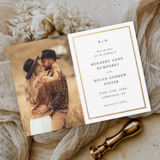 Save The Date Simple Photo de Mariage Élégant
