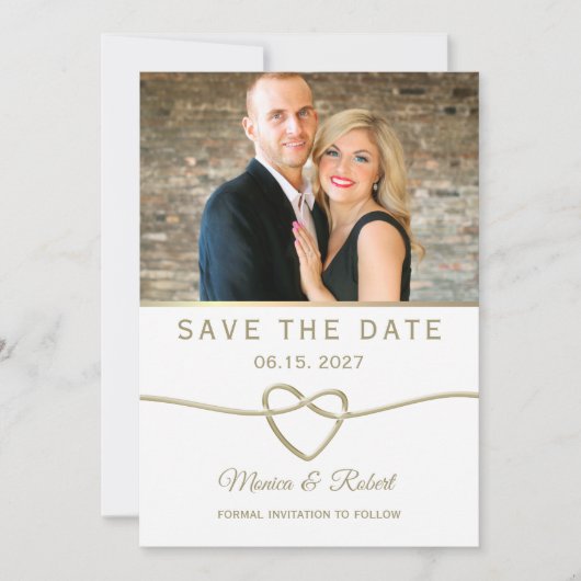 Save The Date Simple Photo de Mariage en Or (Devant)