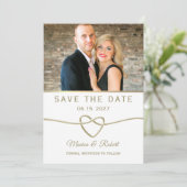Save The Date Simple Photo de Mariage en Or (Debout devant)
