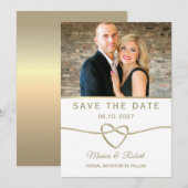 Save The Date Simple Photo de Mariage en Or (Devant / Derrière)