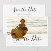 Save The Date Simple Photo de Script Élégant (Devant / Derrière)
