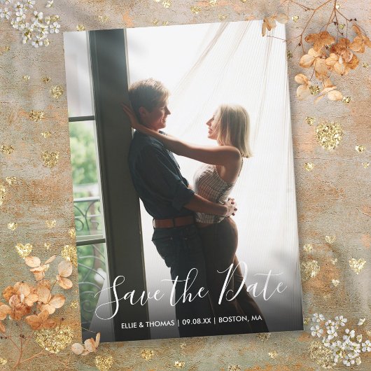 Save The Date Simple Photo de Script Élégant Moderne
