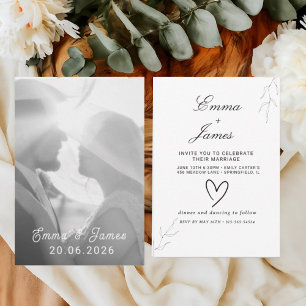 Save The Date Simple photo Elegant noir blanc minimaliste