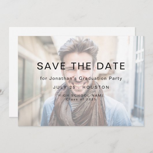 Save The Date Simple Photo Light Overlay 2025 Graduation (Devant / Derrière)