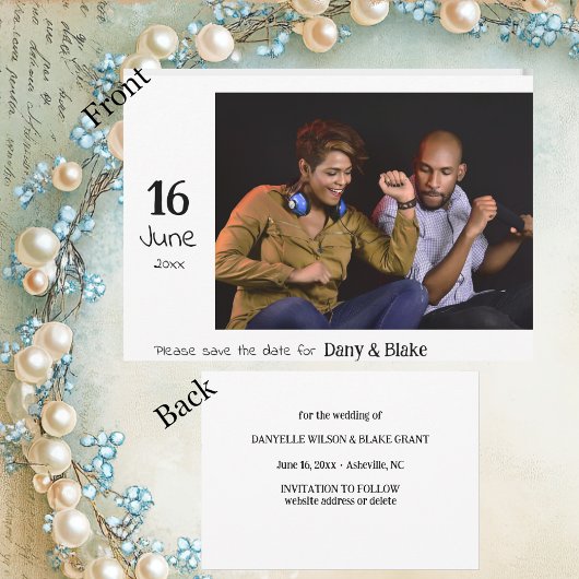 Save The Date Simple Photo Mariage Date à Sauvegarder