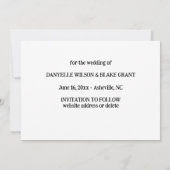 Save The Date Simple Photo Mariage Faire Part de Date de Mariage (Dos)