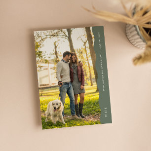 Save The Date Simple photo moderne avec bord ondulé vert sauge