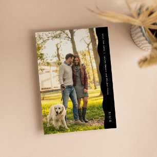 Save The Date Simple photo moderne en noir et blanc avec un bord