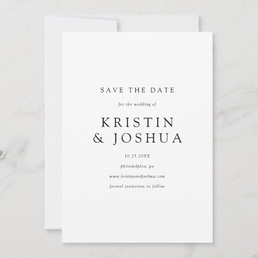 Save The Date Simple Photo moderne Enregistrer la date Invitatio (Dos)