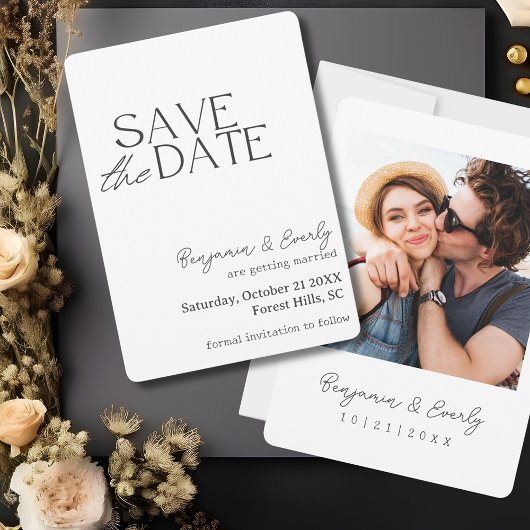 Save The Date Simple photo rustique en noir et blanc