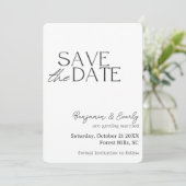 Save The Date Simple Photo Rustique Noir et Blanc (Debout devant)