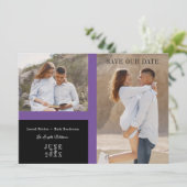 Save The Date Simple Purple Two Photos Engaged Couple Session (Debout devant)
