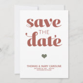 Save The Date Simple Retro Terracotta One Photo Mariage (Devant)
