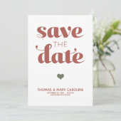 Save The Date Simple Retro Terracotta One Photo Mariage (Debout devant)