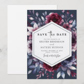 Save The Date Simple romantique Mariage de Bourgogne (Devant / Derrière)