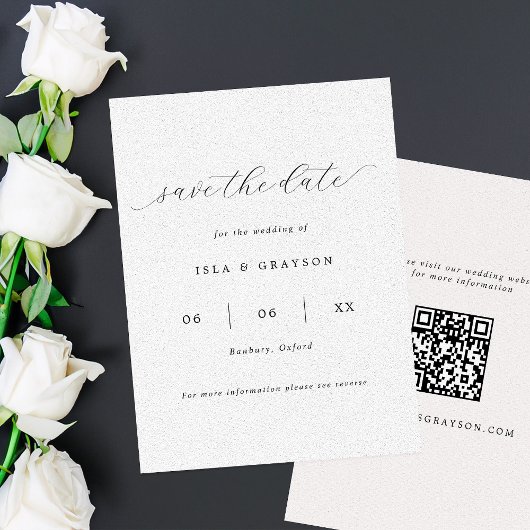 Save The Date Simple romantique Script QR Code Mariage