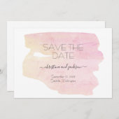 Save The Date Simple rose et jaune Aquarelle Swash Date de sauve (Devant / Derrière)