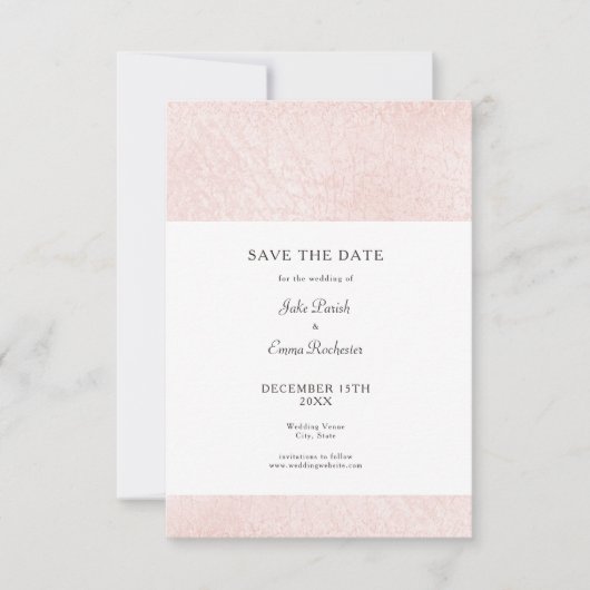 Save The Date Simple rose pâle avec élégant script Enregistrer l (Devant)