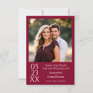 Save The Date Simple Rouge Canneberge Moderne Minimaliste Photo