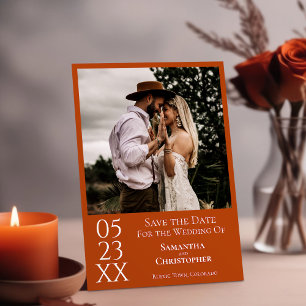 Save The Date Simple rouille Orange moderne minimaliste Mariage