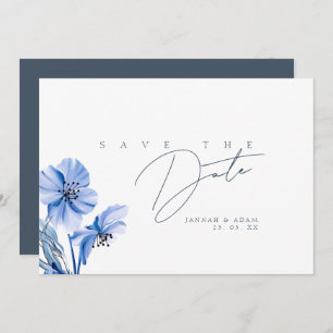 Save The Date Simple Royal Blue Opulence Floral Mariage