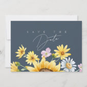 Save The Date Simple Royal Blue Opulence Mariage de tournesols (Devant)