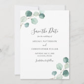 Save The Date Simple Rustique Eucalyptus Verdure Mariage élégant (Devant)