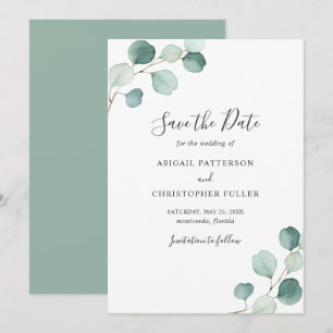 Save The Date Simple Rustique Eucalyptus Verdure Mariage élégant