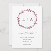 Save The Date Simple Rustique Mauve Moderne Végétal Enregistrer (Devant)