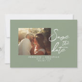 Save The Date Simple Sage Green Calligraphy Boho Mariage photo (Devant)