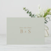 Save The Date Simple Sage & Or Monogramme Enregistrer La Date (Debout devant)