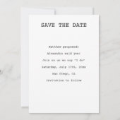 Save The Date Simple script B&W Photo minimale du cœur vertical (Dos)