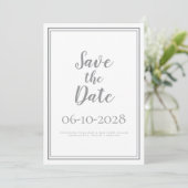 Save The Date Simple Script Chic Grey Enregistrer Le Mariage Dat (Debout devant)