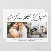 Save The Date Simple Script Deux photos moderne (Devant / Derrière)