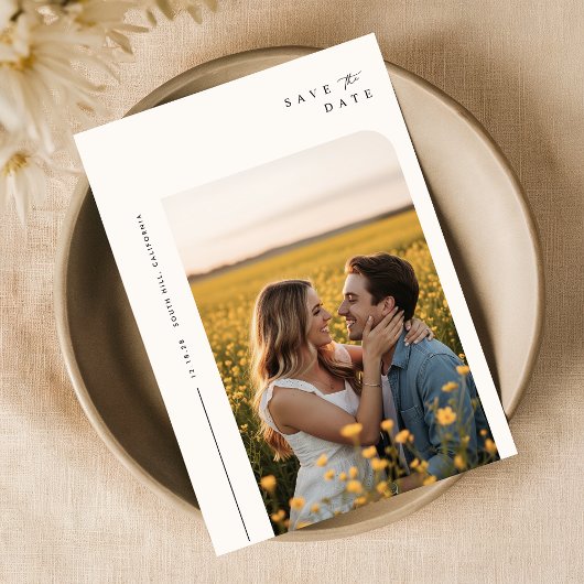 Save The Date Simple Script Elégant Mariage Photo Enregistrer La