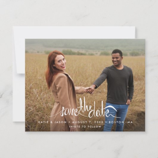Save The Date Simple Script Modern Photo Wedding Enregistrer la (Devant)