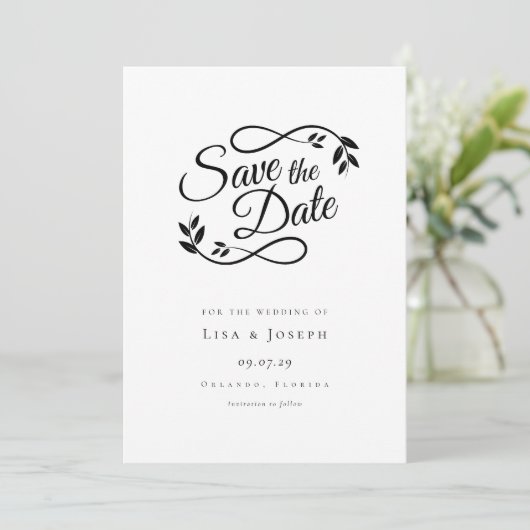 Save The Date Simple Script Noir et Blanc (Debout devant)