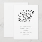 Save The Date Simple Script Noir et Blanc (Devant / Derrière)